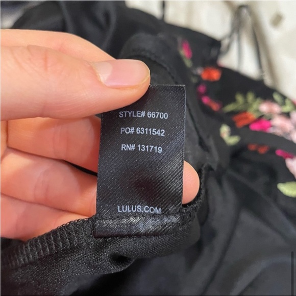 Lulus favorite fleur black mesh embroidered floral skater dress a line size XS - Picture 6 of 7